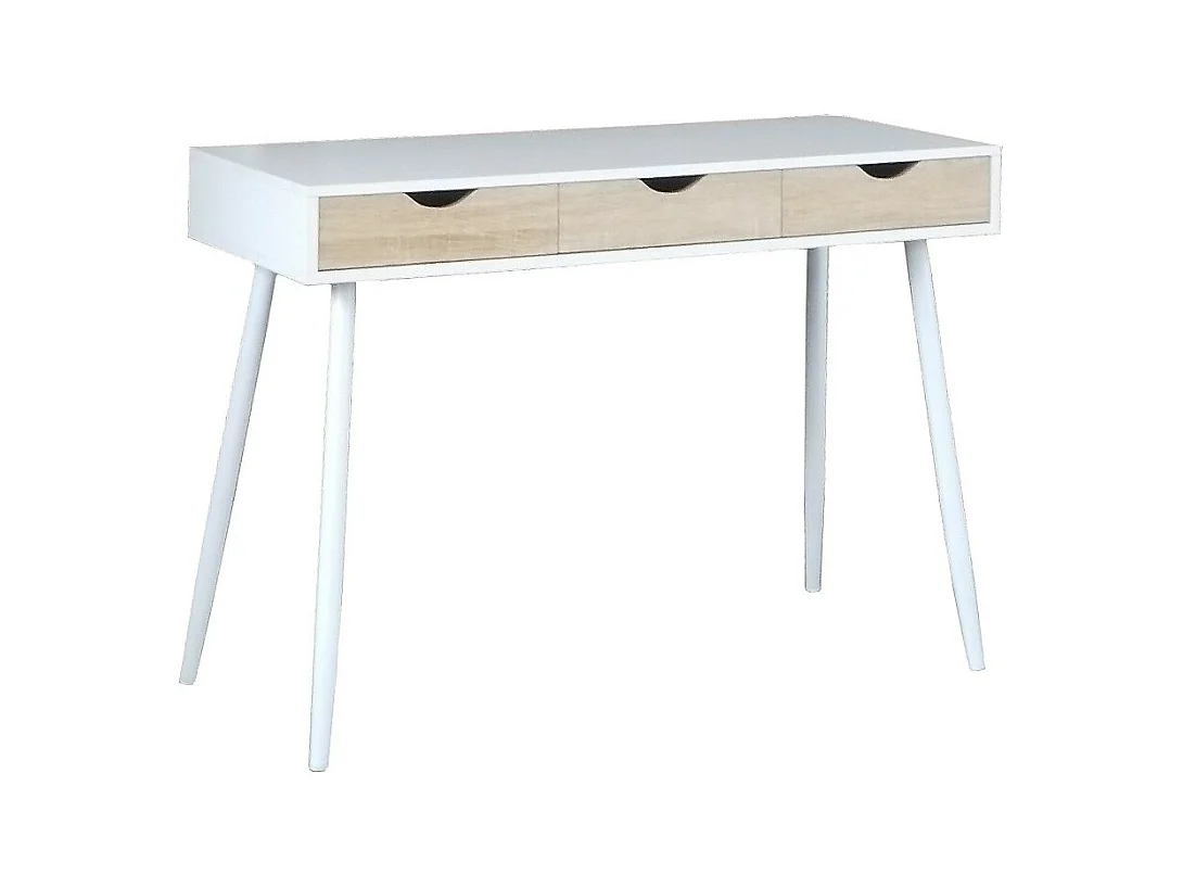 Escritorio FLORIDA estilo escandinavo con 3 cajones de color blanco.