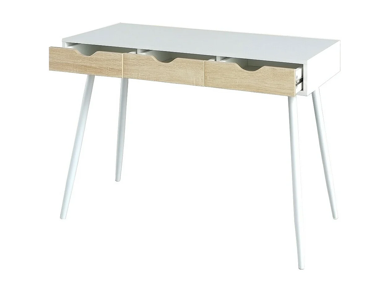Escritório FLORIDA estilo escandinavo com 3 gavetas na cor branca