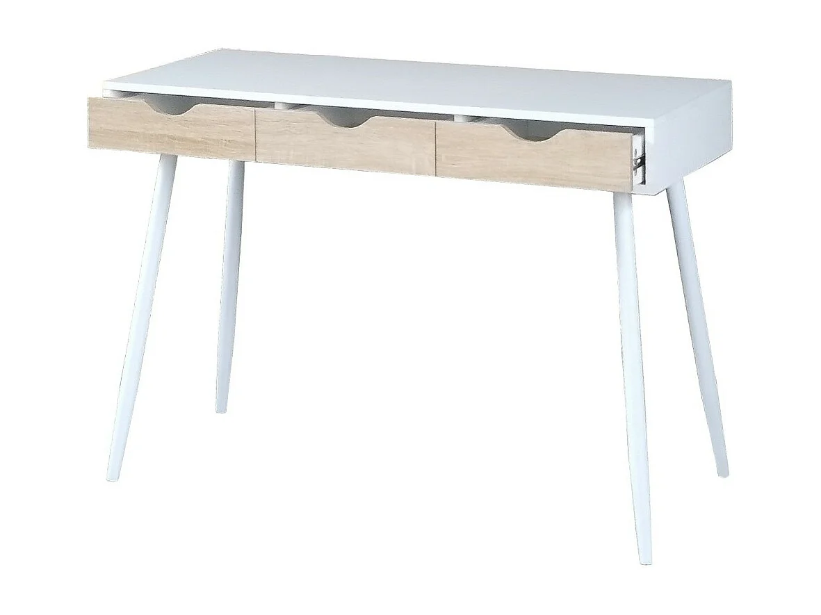 Escritório FLORIDA estilo escandinavo com 3 gavetas na cor branca