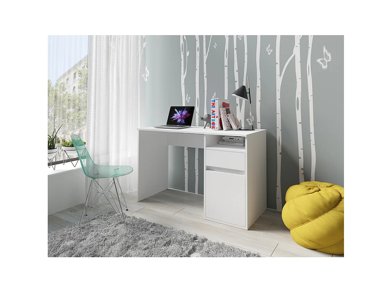 Escritório contemporâneo BILOU na cor branca.