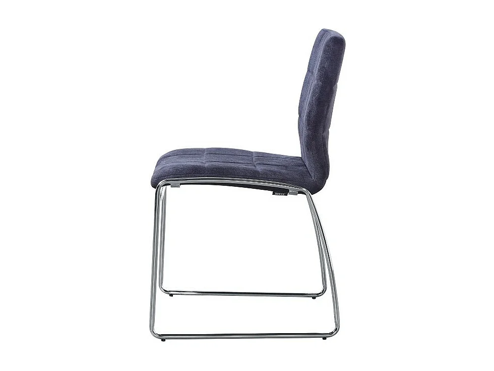 Stuhl TOBI im Design aus Chrom und Stoff in Grau - 2er Set