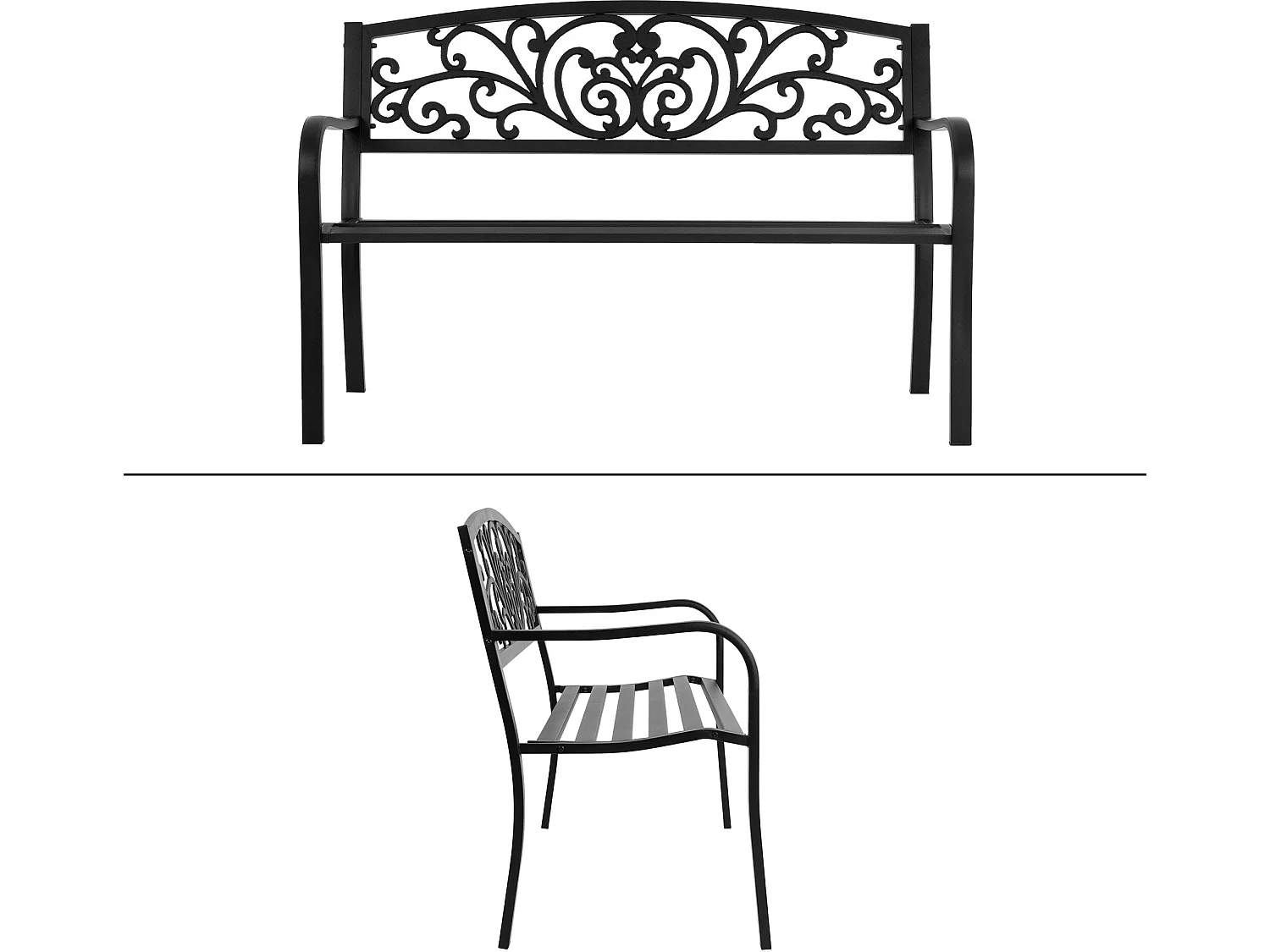 Banco de jardín en acero negro banco de estilo elegante ECD Germany