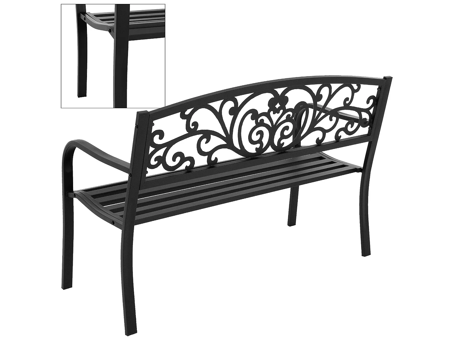 Banco de jardín en acero negro banco de estilo elegante ECD Germany