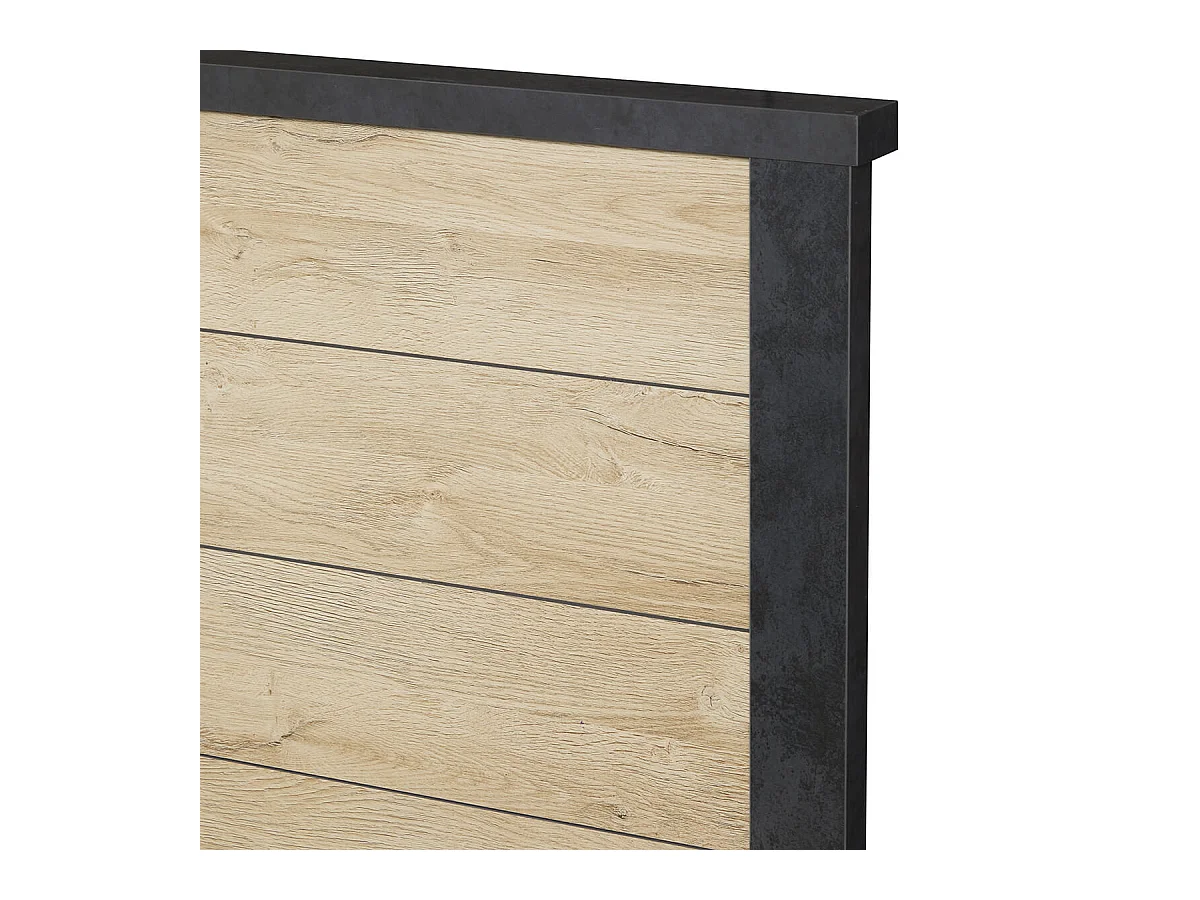 SIWA - Lit 160x200cm Effet Bois et Beton Ciré