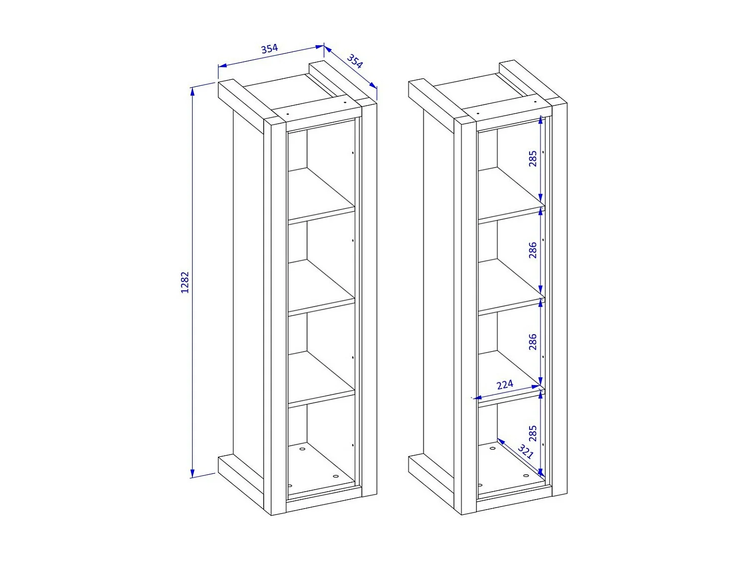 Bibliothèque suspendue ou à poser collection TIVORA. Couleur chêne et noir.
