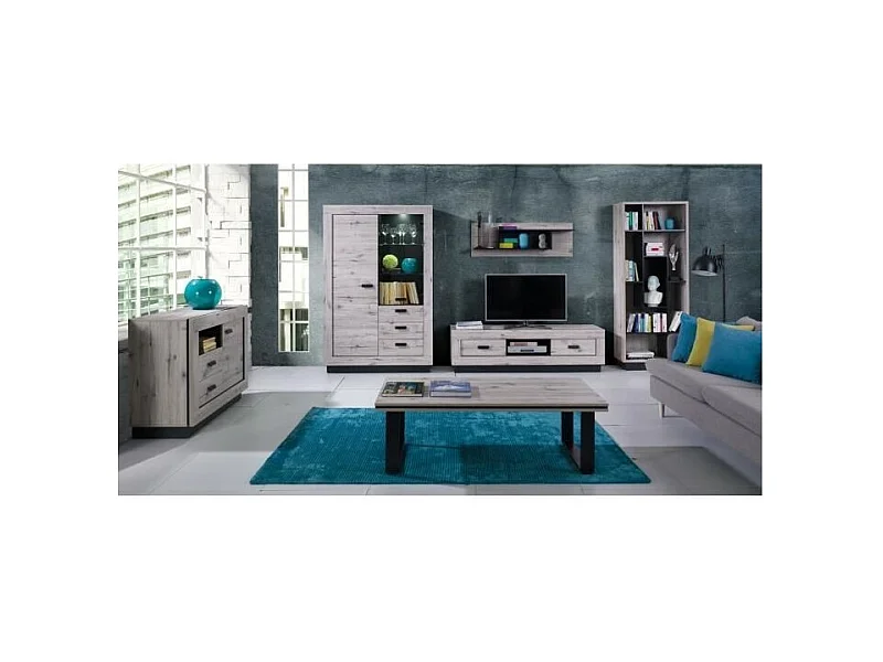 Bibliothèque MALAGA - Coloris chêne Wellington - 75 x 35 x 188 cm