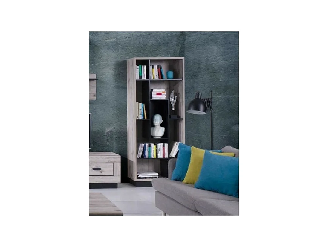 Bibliothèque MALAGA - Coloris chêne Wellington - 75 x 35 x 188 cm