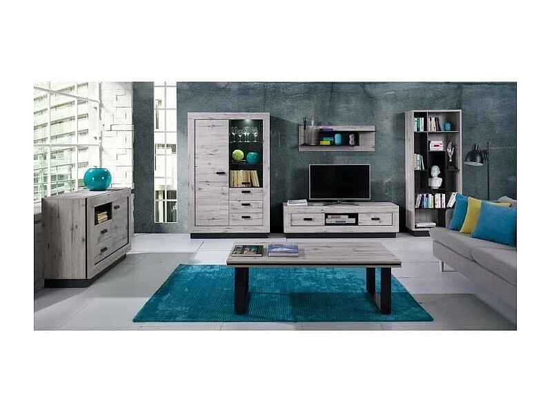 Bibliothèque MALAGA - Coloris chêne Wellington - 75 x 35 x 188 cm