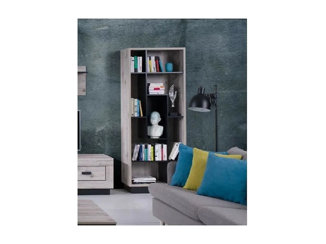 Bibliothèque MALAGA - Coloris chêne Wellington - 75 x 35 x 188 cm