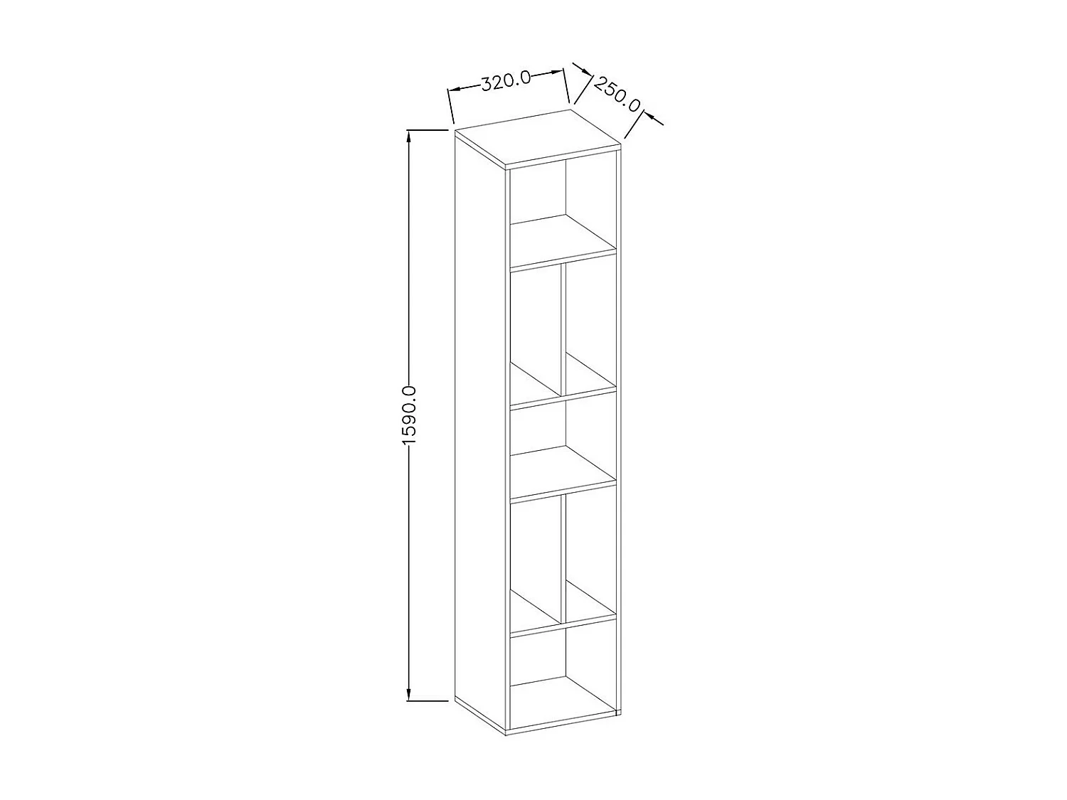 Bibliothèque suspendue 160x32cm collection OHIO. Coloris blanc et finitions effet chêne.
