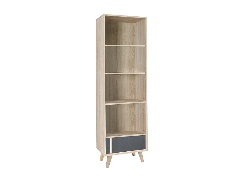 Biblioteca da coleção MALMO na cor cinza. Móvel de design estilo ESCANDINAVO.