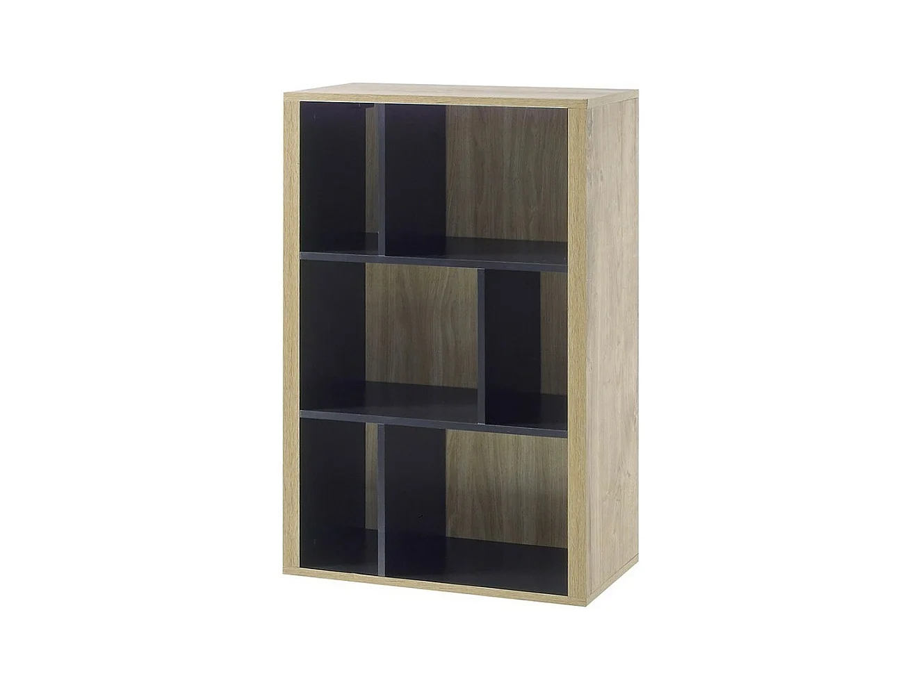 Bibliothèque suspendue RODIN, coloris chêne et noir, 65 x 100 x 35 cm