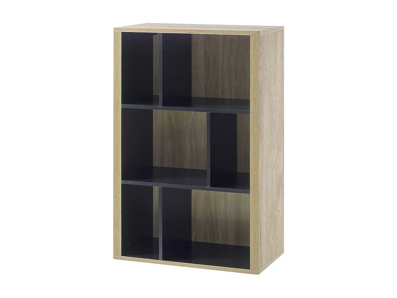 Bibliothèque suspendue RODIN, coloris chêne et noir, 65 x 100 x 35 cm