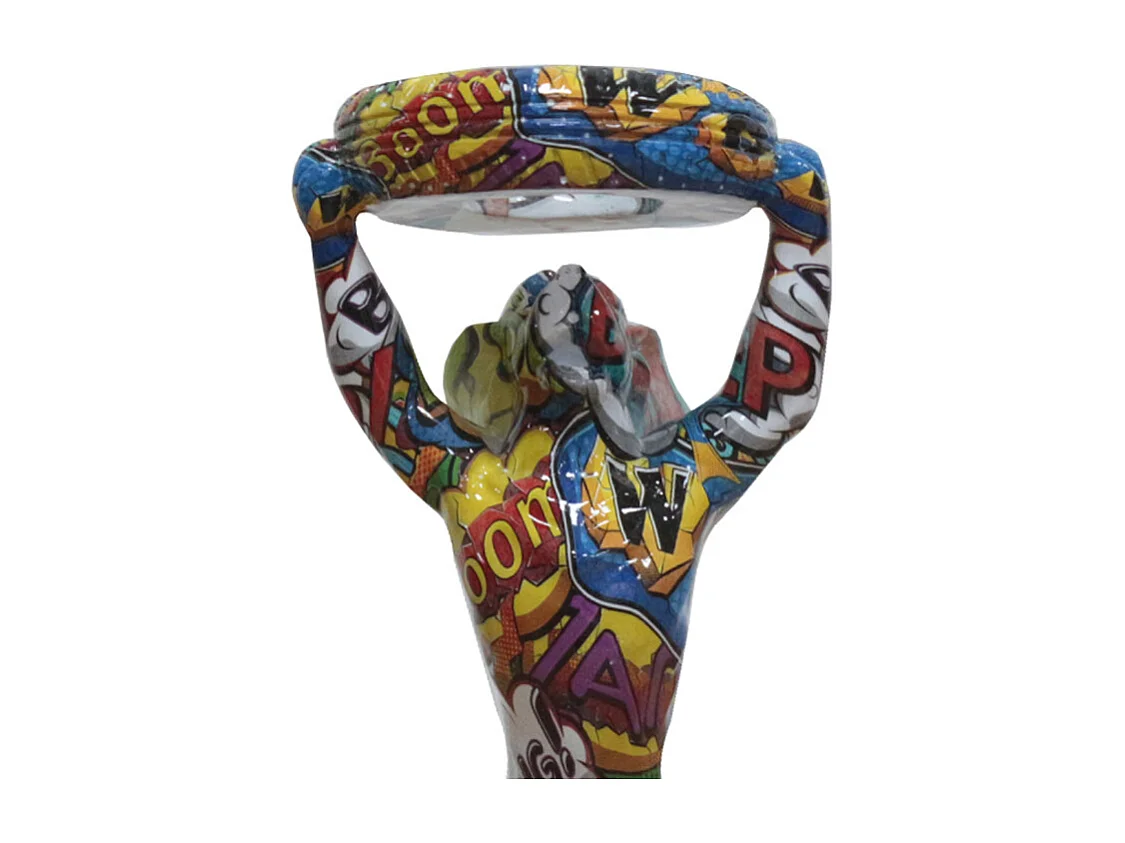 Statue chien debout avec pneu motifs cartoon H32 cm - CARTOON