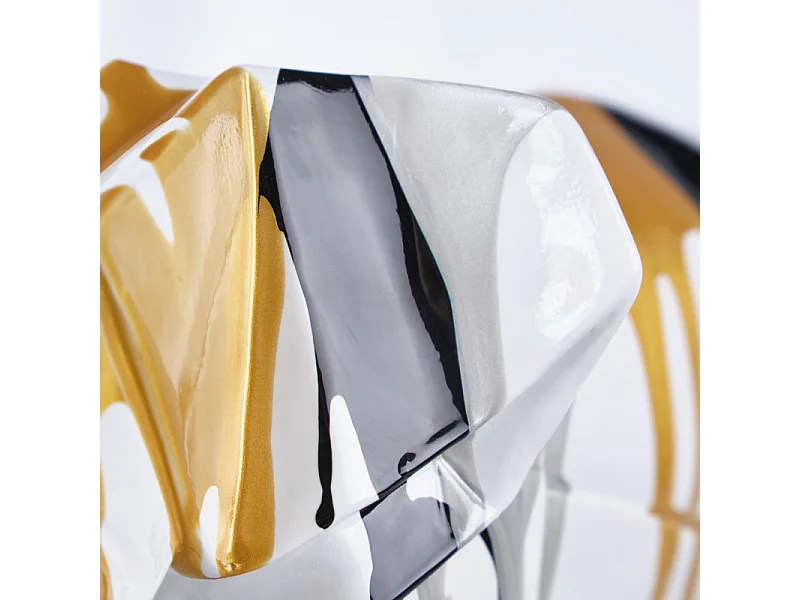 Statue éléphant géométrique coulure noir argenté doré H20 cm - DUMBO