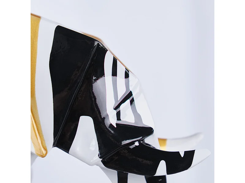 Statue éléphant géométrique coulure noir argenté doré H20 cm - DUMBO