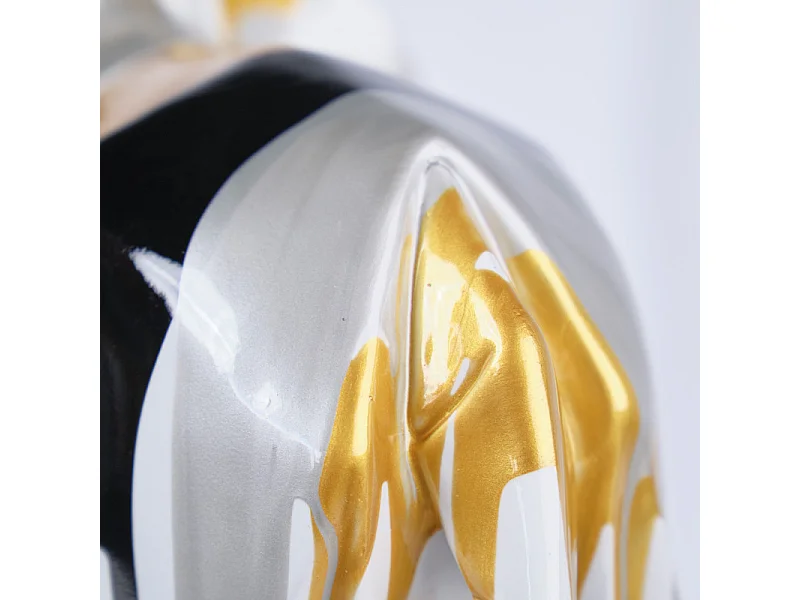 Statue éléphant géométrique coulure noir argenté doré H20 cm - DUMBO