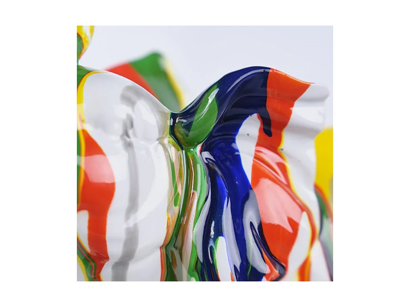 Statue éléphant avec coulures argenté et multicolore H21 cm - DUMBO