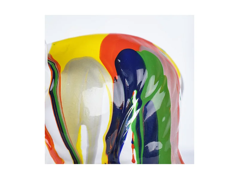 Statue éléphant avec coulures argenté et multicolore H21 cm - DUMBO