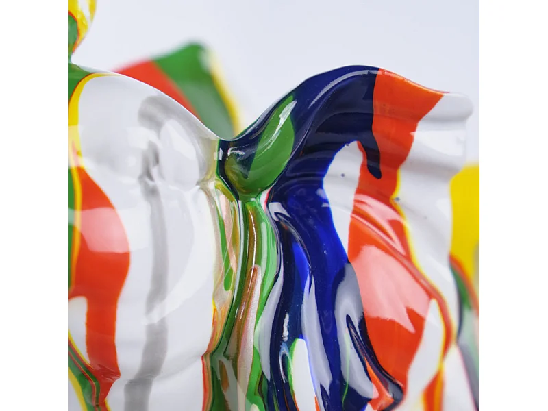 Statue éléphant avec coulures argenté et multicolore H21 cm - DUMBO