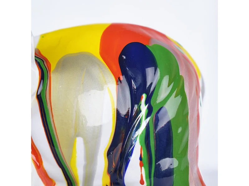 Statue éléphant avec coulures argenté et multicolore H21 cm - DUMBO