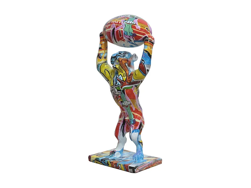 Statue chien debout avec ballon rugby motifs cartoon H32 cm - CARTOON