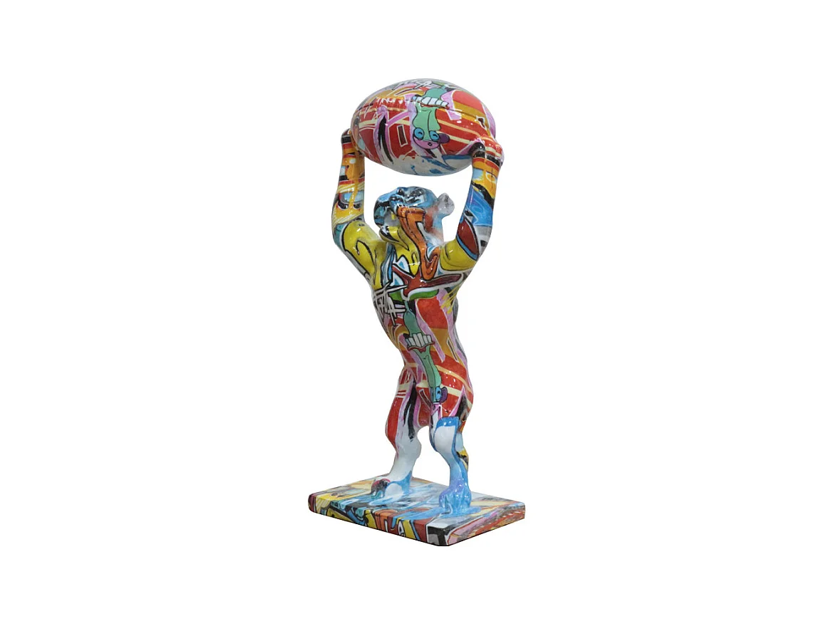 Statue chien debout avec ballon rugby motifs cartoon H32 cm - CARTOON