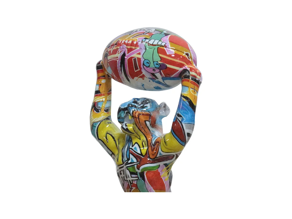 Statue chien debout avec ballon rugby motifs cartoon H32 cm - CARTOON