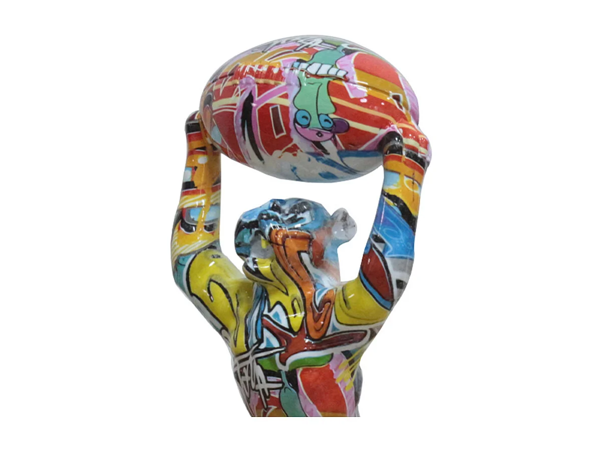 Statue chien debout avec ballon rugby motifs cartoon H32 cm - CARTOON