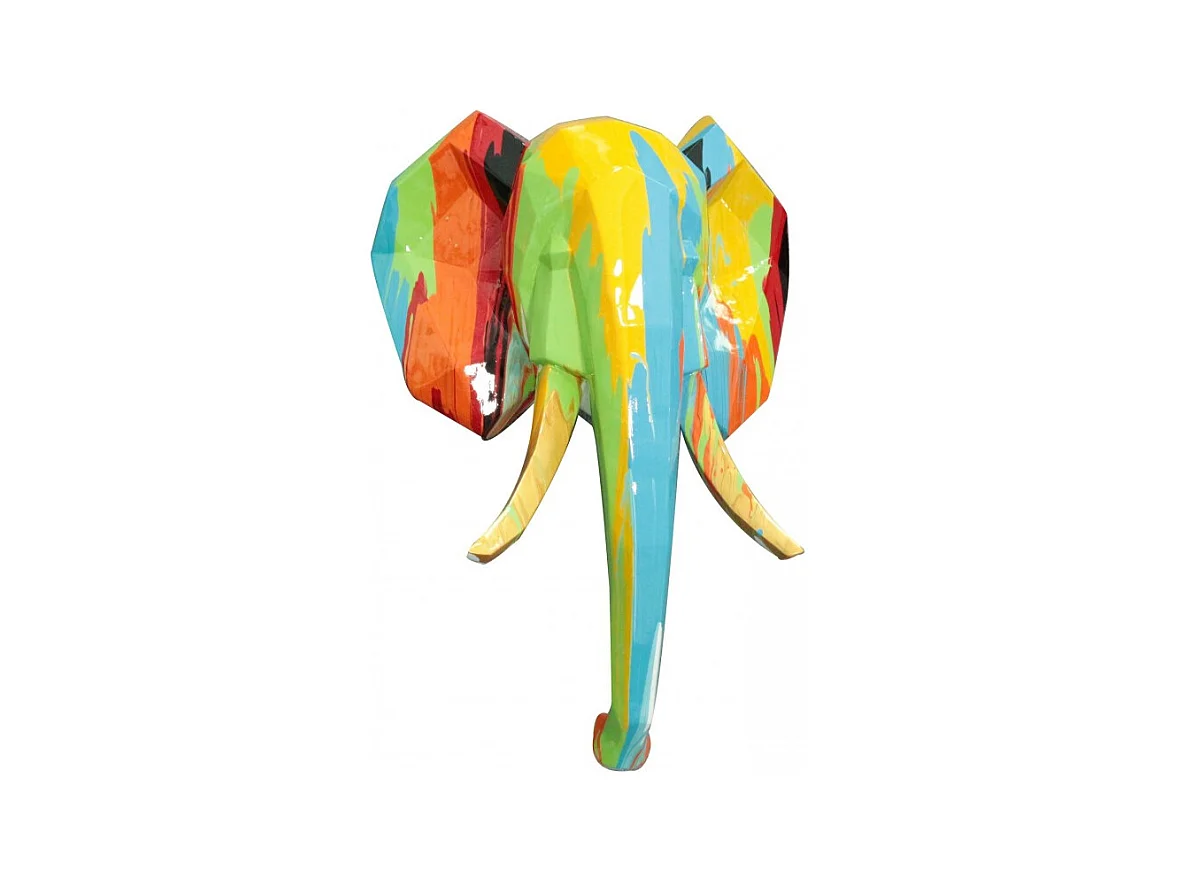Statue murale tête d'éléphant géométrique H42 cm - ELMER DRIPS