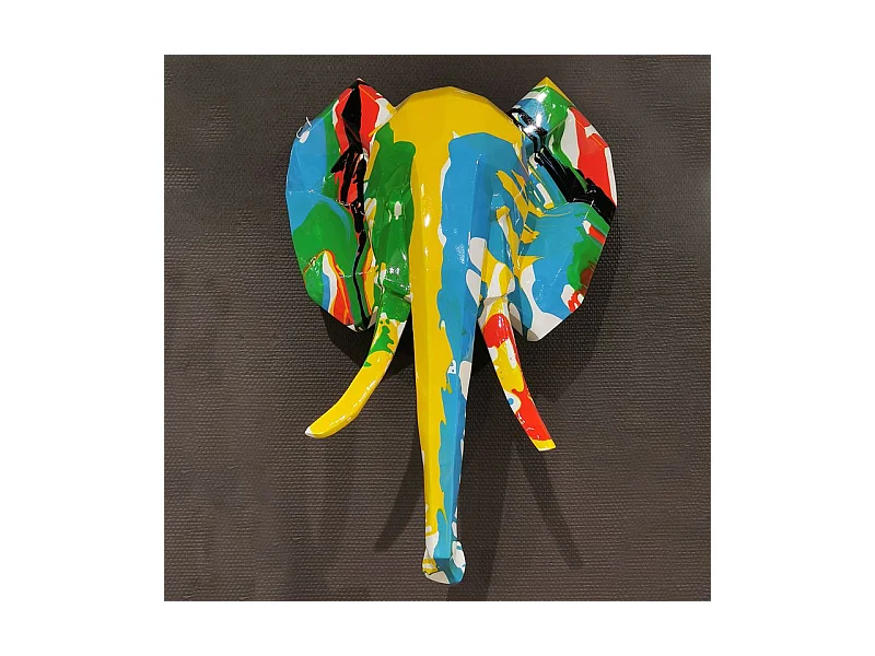 Statue murale tête d'éléphant géométrique H42 cm - ELMER DRIPS