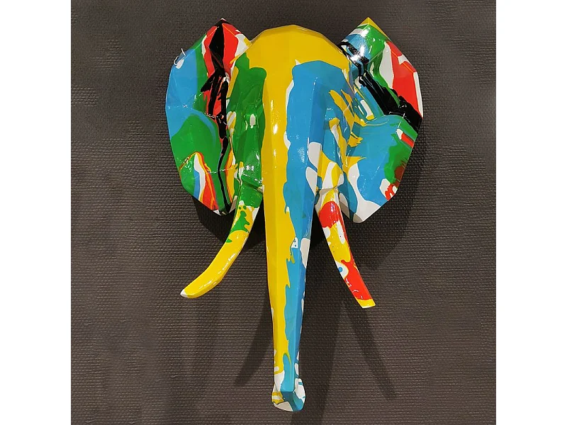 Statue murale tête d'éléphant géométrique H42 cm - ELMER DRIPS