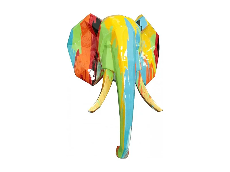 Statue murale tête d'éléphant géométrique H42 cm - ELMER DRIPS