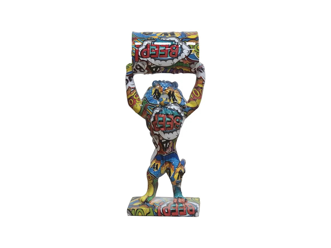 Statue lion debout avec baril motifs cartoon H32 cm - CARTOON