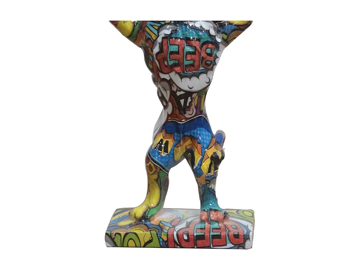 Statue lion debout avec baril motifs cartoon H32 cm - CARTOON