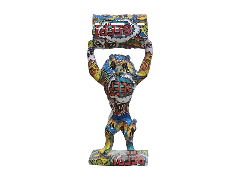 Statue lion debout avec baril motifs cartoon H32 cm - CARTOON