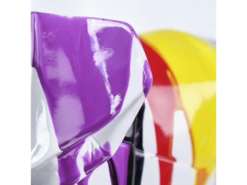 Statue éléphant géométrique coulure noir multicolore H20 cm - DUMBO 01