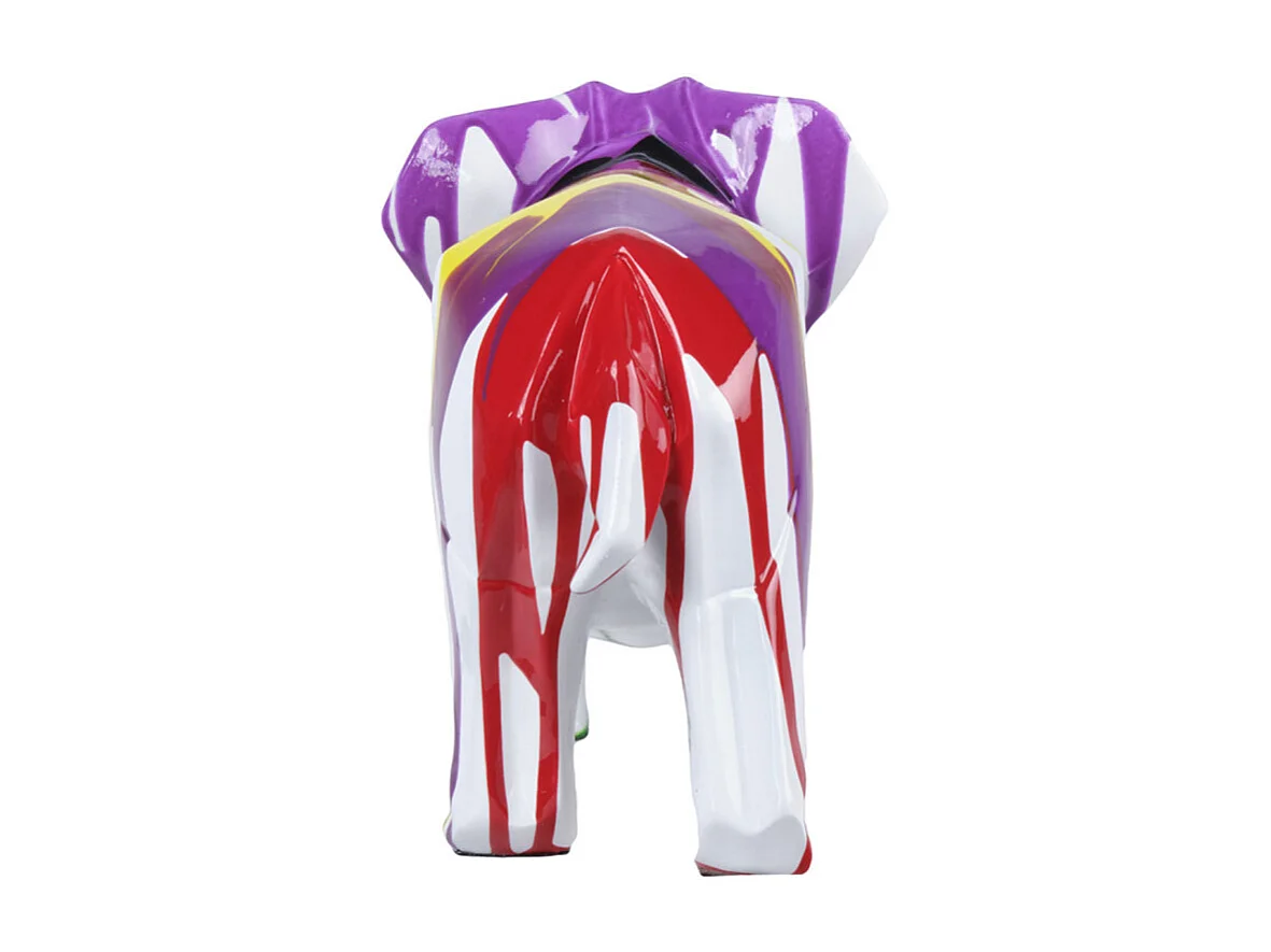 Statue éléphant géométrique coulure noir multicolore H20 cm - DUMBO 01