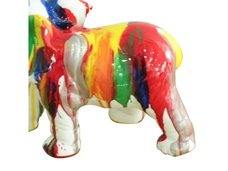 Statue éléphant trompe relevé coulures multicolores H24 cm - DUMBO