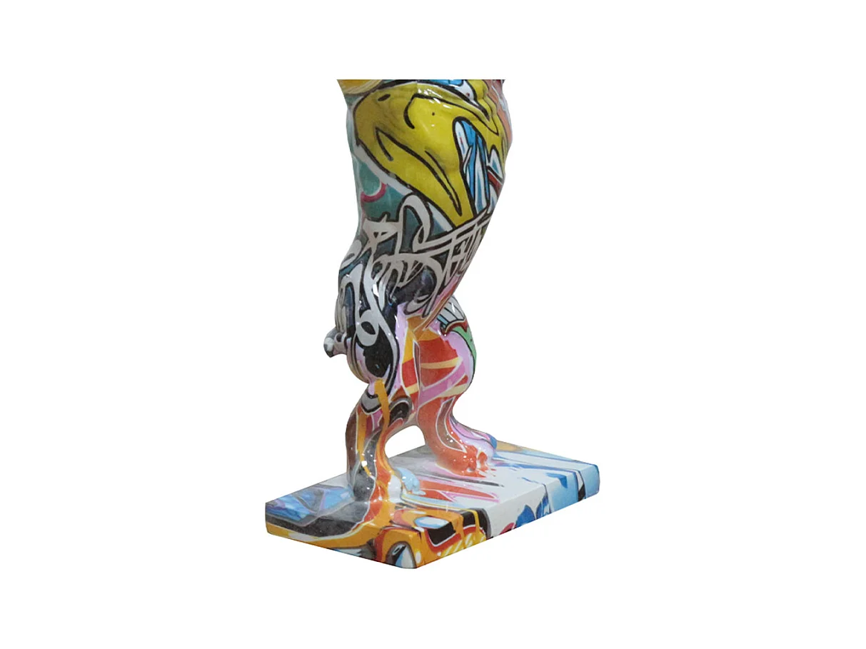 Statue rhinocéros debout et bonbonne motifs cartoon H32 cm - CARTOON