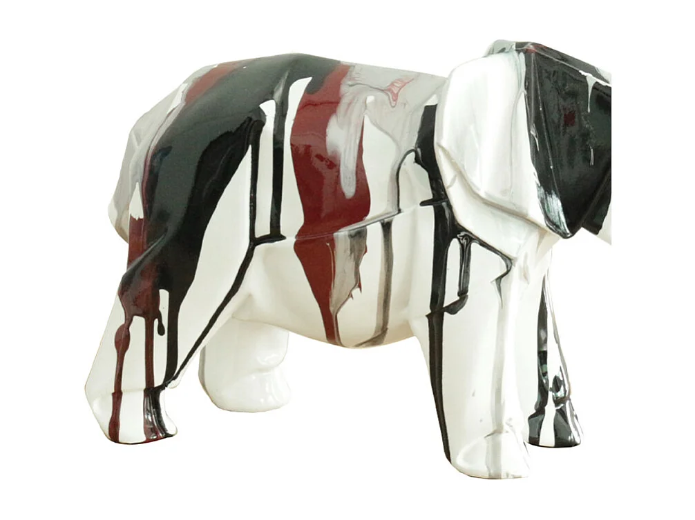 Statue éléphant géométrique coulure noir argenté marron H21 cm - DUMBO