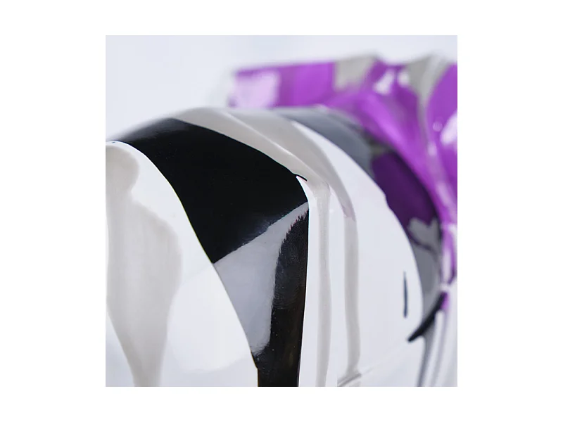 Statue éléphant géométrique coulure noir argenté violet H20 cm - DUMBO