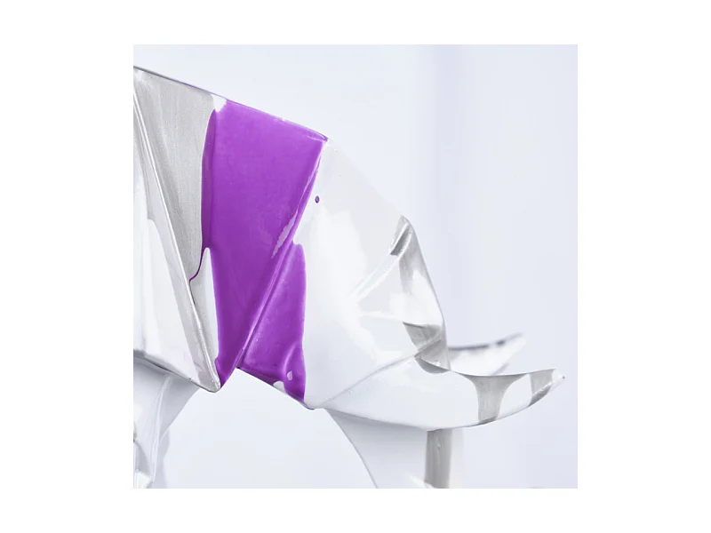 Statue éléphant géométrique coulure noir argenté violet H20 cm - DUMBO