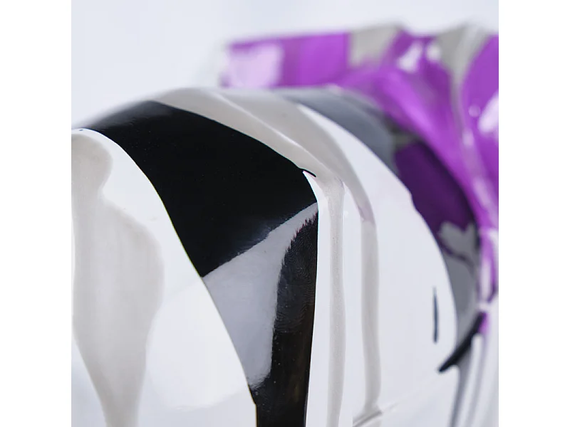 Statue éléphant géométrique coulure noir argenté violet H20 cm - DUMBO