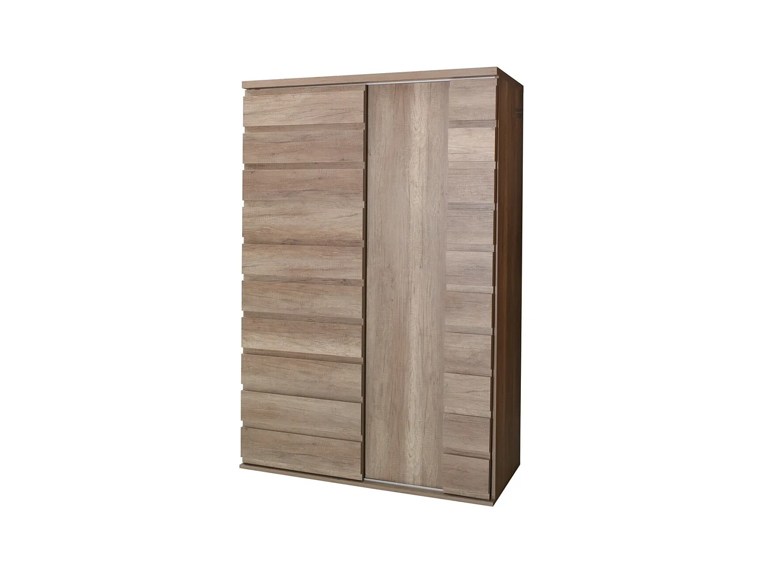 Vitrine 2 portes coulissantes ROMI - Coloris chêne dab canyon - 120 x 180 x 55 cm