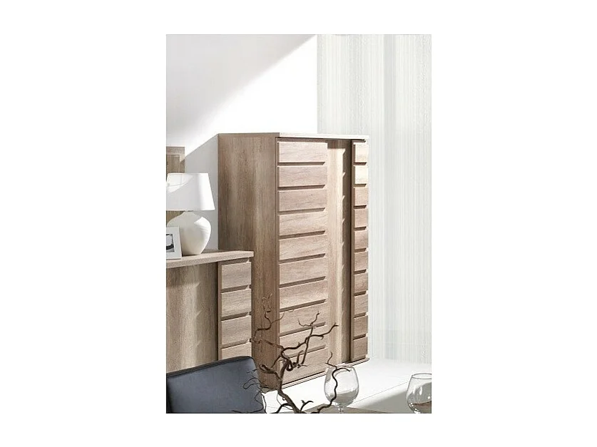 Vitrinekast ROMI met 2 schuifdeuren - Kleur eiken dab canyon - 120 x 180 x 55 cm