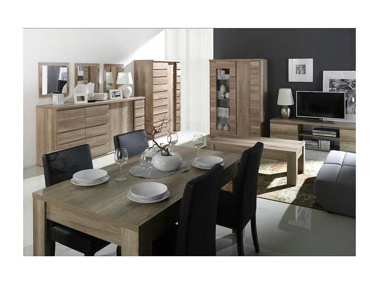 Schuifdeur vitrinekast ROMI met glazen deur - Kleur dab canyon - 120 x 180 x 55 cm