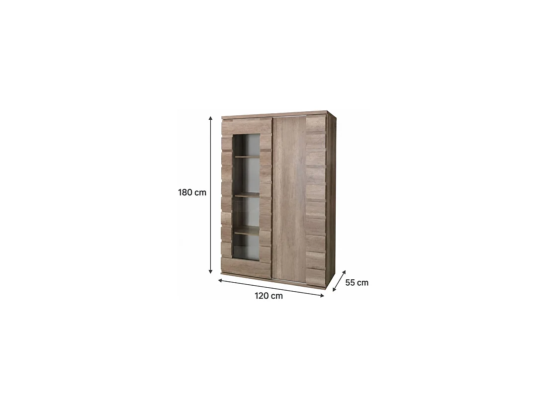 Vitrine mit 2 Schiebetüren ROMI mit Glastür - Farbe Dab Canyon - 120 x 180 x 55 cm