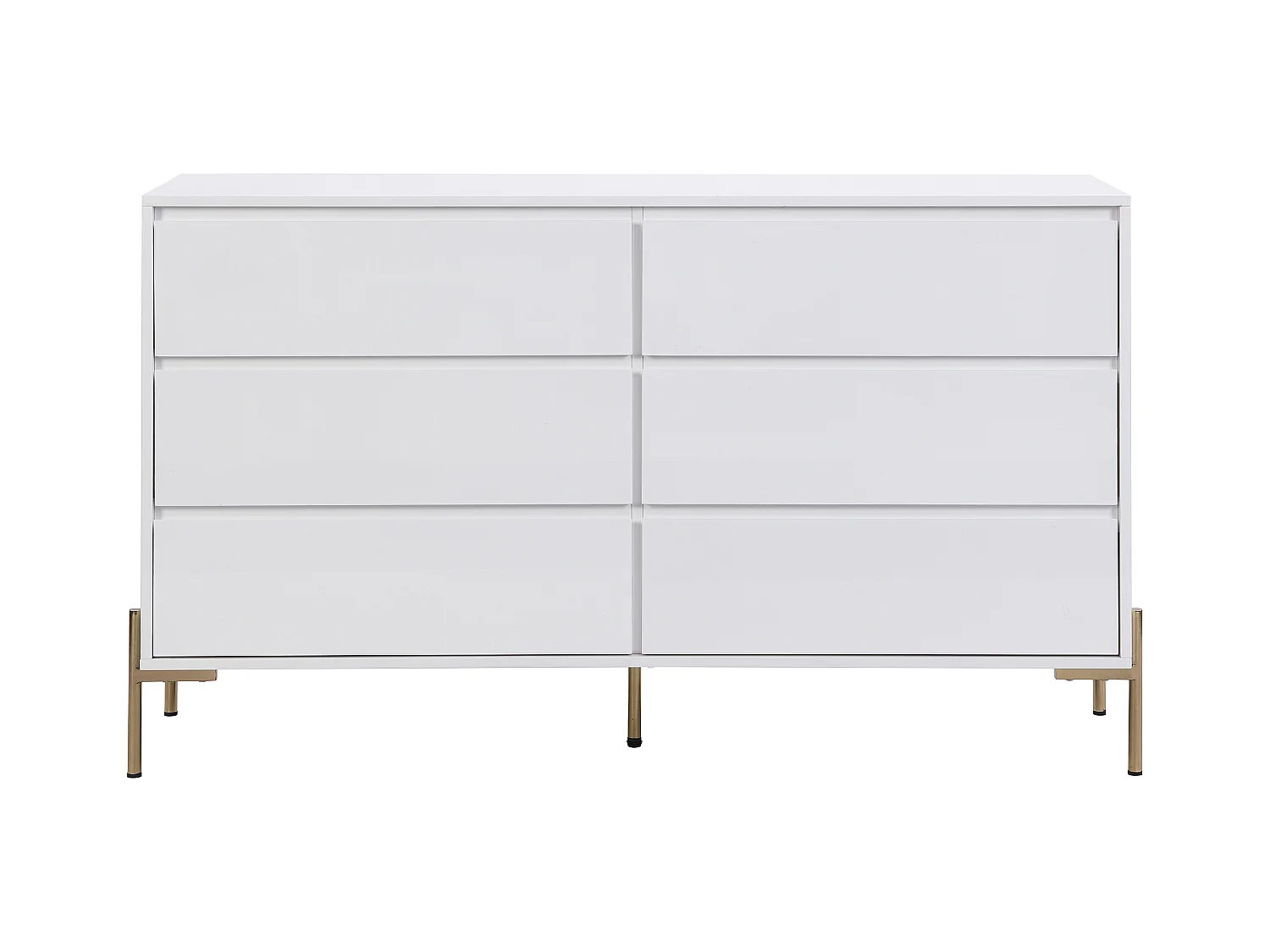 Kommode mit 6 Schubladen - MDF & Metall - Weiß lackiert & Goldfarben - KORASA von Pascal Morabito