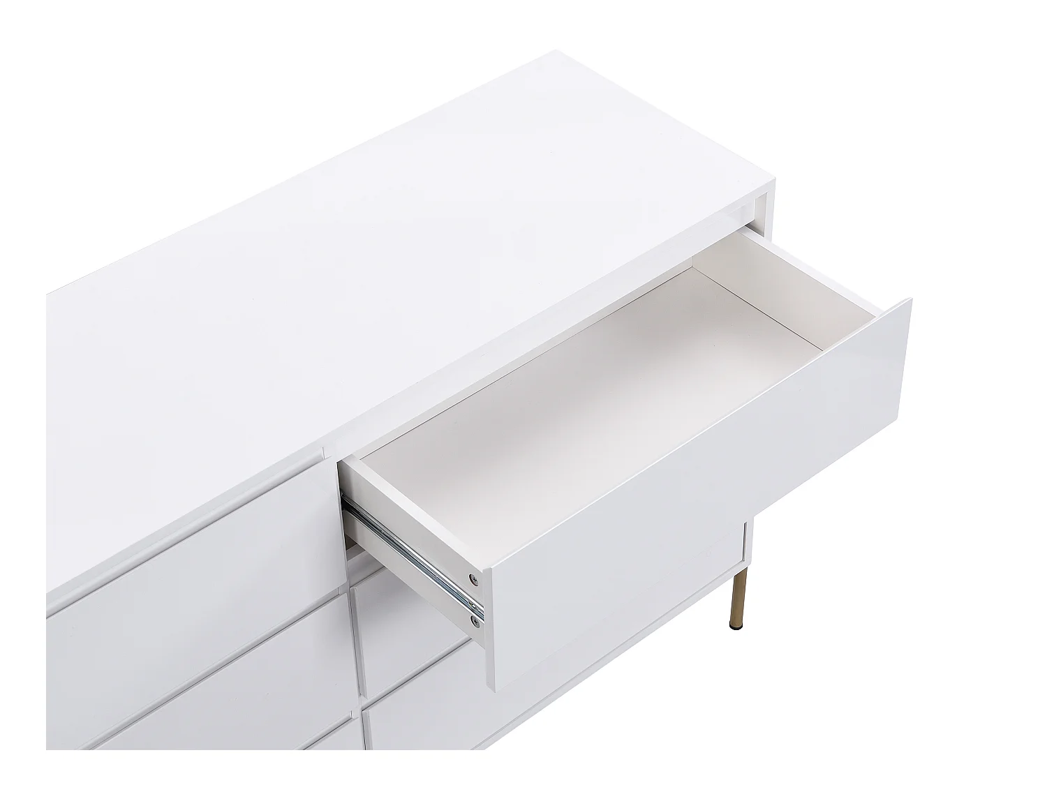 Kommode mit 6 Schubladen - MDF & Metall - Weiß lackiert & Goldfarben - KORASA von Pascal Morabito